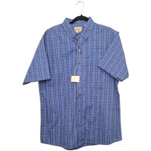 Red Head Blue Plaid Button Down Shirt